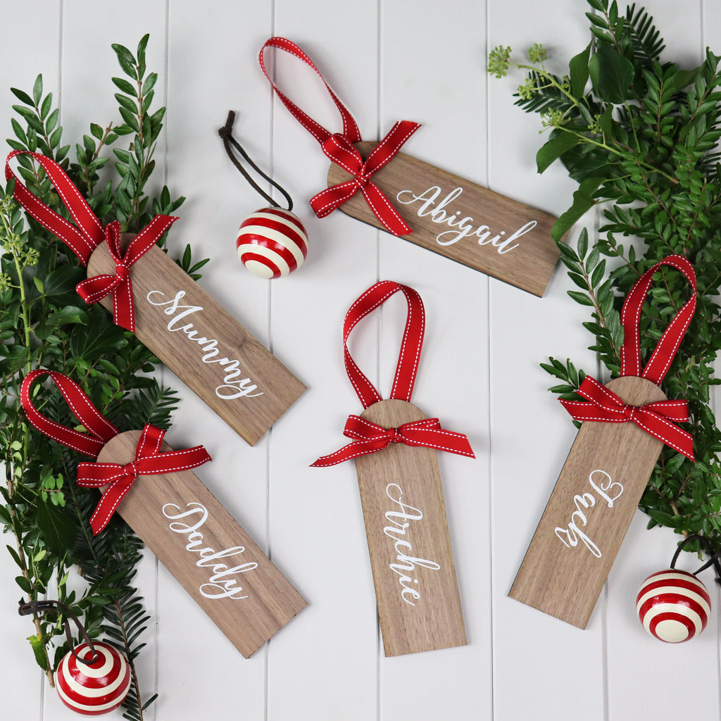 Personalised Wooden Christmas Stocking Name Tag