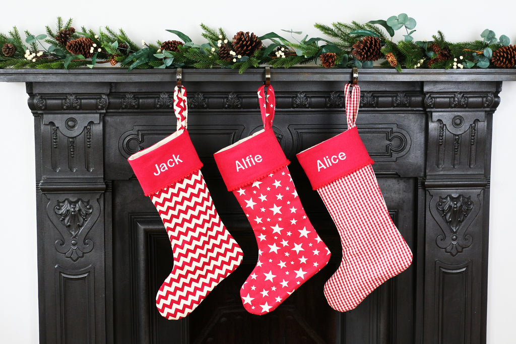 Personalised Christmas Stocking and Santa Sack Set CHECKS - HIDE & SEEK TEXTILES
