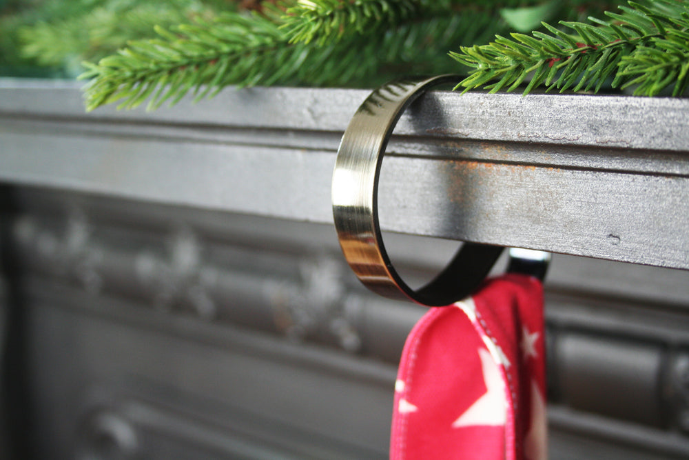 Mantel Clip For Christmas Stockings Antique Brass - HIDE & SEEK TEXTILES