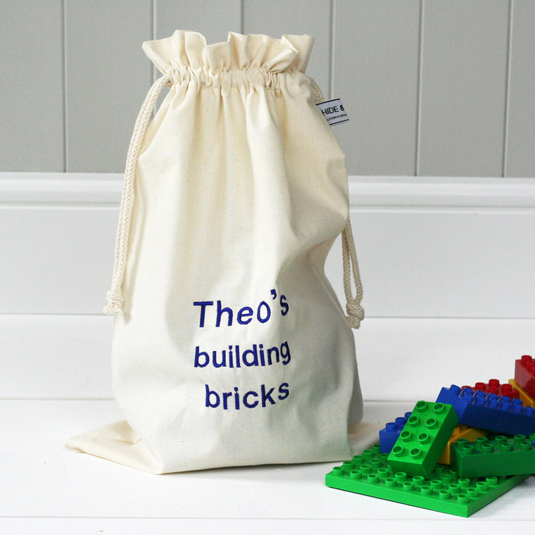Personalised 'Little Building Bricks' Travel Sack - HIDE & SEEK TEXTILES