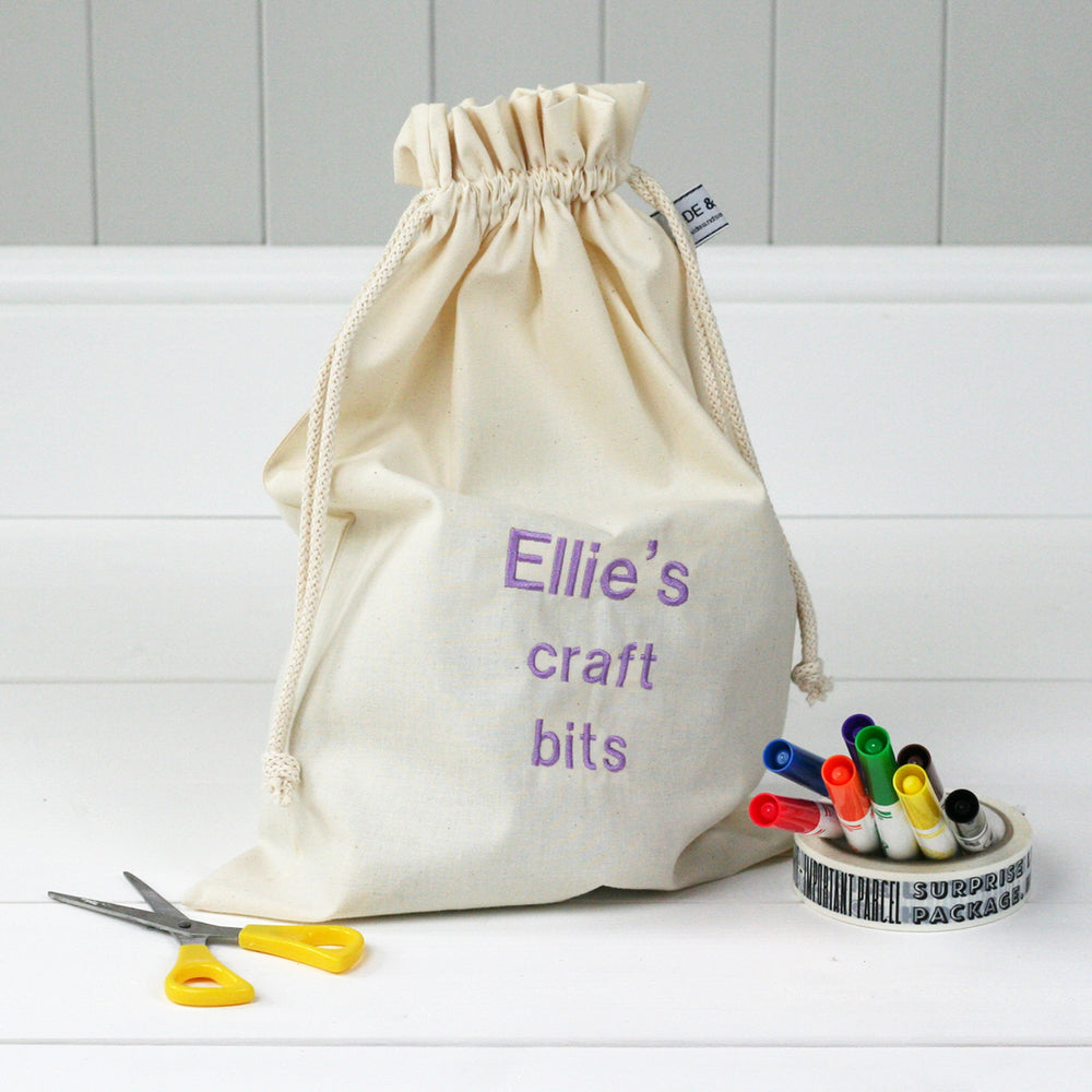 Personalised 'Little Craft Bits' Travel Sack - HIDE & SEEK TEXTILES